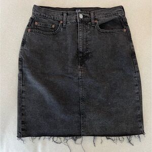 Black denim pencil skirt